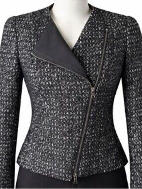 Judith & Charles Motorcycle Jacket, Black and White, Size XS